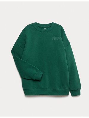 Marks & Spencer Pamuk Karışımlı Slogan Sweatshirt (6‑16 yaş)