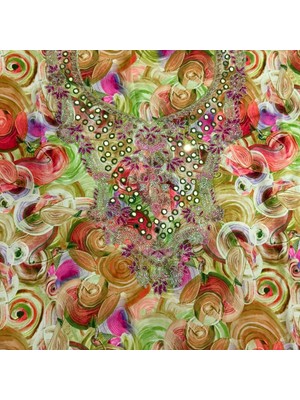Hasyılmaz Işlemeli Hint Elbise Kumaşı 370X110CM (Model 2)