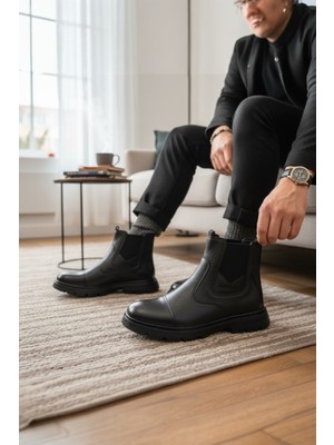 Enoch Hakiki Deri Dokulu Yüzey Tırtıklı Taban Chelsea Erkek Bot