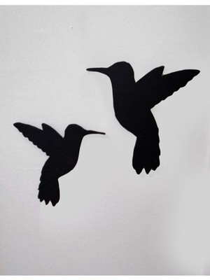 Evsay Siyah Kuş Figürü Ahşap Duvar Süsü 2'li