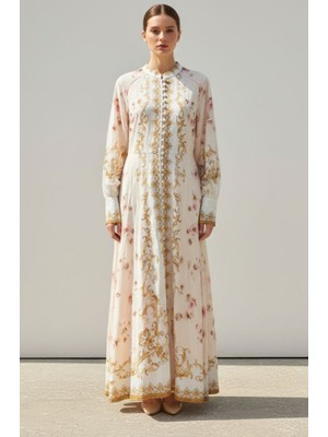 Rabiossa Kadın Pastel Tonlu Otantik Kelebek Kol Elbise