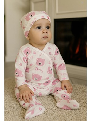 Buufuu Hediyelik Bebek Yenidoğan Hastene Çıkışı Bereli Uzun Kol Çocuk Baskılı Pamuk Alt Üst Takım