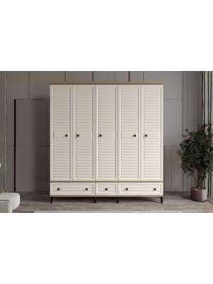 Doressa Risk Walnut 5 Kapılı Gardırop