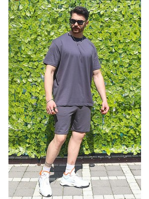 EYDAMOON Erkek 2 Li Set Rahat Kesim %100 Pamuk Nefes Alabilen Likralı Kumaş Yazlık Eşofman Tamımı