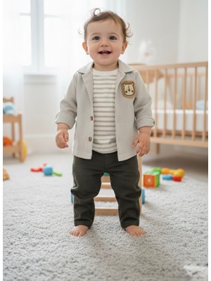 Butik Erkek Bebek - Çocuk %100 Pamuklu Gömlekli 3'lü Takım