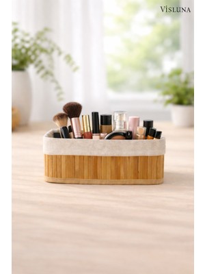 Visluna Bambu Düzenleyici Hasır Sepet Naturel Büyük Boy 28X18X10'CM