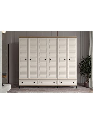 Doressa Risk Walnut 6 Kapılı Gardırop