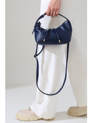 BALANZ Lacivert Kadın Mini Boy Uzun Çapraz Askılı El ve Omuz Çantası [20X16 Cm]