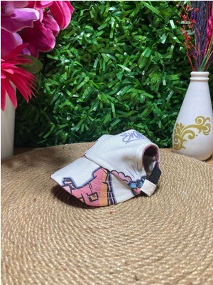 Feyza Design Desenli Kot Kumaş Şapka, Kedili ve Köpekli Tasarım, Şık ve Rahat Aksesuar