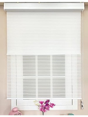 Skygo Atölye Perde Düz Beyaz Kalın Çizgili