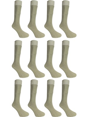 Maruf Shop 12 Li Ekonomik Paket Uzun Konç Likralı Pamuk Asker Çorabı Haki