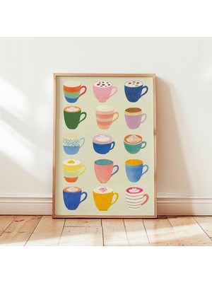 Ninastore Dekoratif Kahve Fincanları Posteri, Vintage Mutfak Duvar Sanatı Baskısı, Retro Kahve Sever Hediyesi,