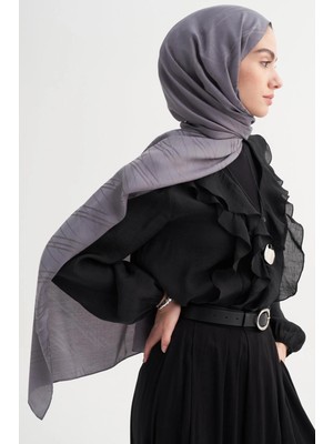 Gri Carell Simetrik Jakar Italyan Ipekli Şal