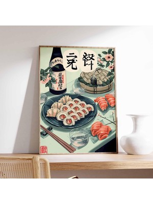 Ninastore Japon Suşi Posteri Modern Minimalist Duvar Sanatı Baskısı Asya Mutfağı Dekorasyonu Japon Yemekleri S