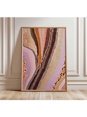 Ninastore Soyut Nokta Boyama Duvar Sanatı | Modern Boho Poster | Toprak Tonlarında Geometrik Baskı | Kabile Es