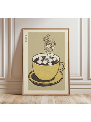 Ninastore Sıcak Çikolata Sanat Baskısı Retro Japon Tarzı Kahve Posteri Minimalist Mutfak Duvar Dekoru Sıcak Iç