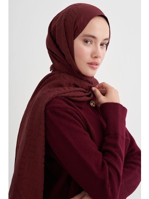 Bordo Carell Luxe Desen Liora Pamuk Şal