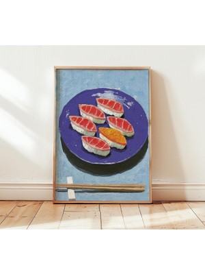 Ninastore Japon Suşi Sanat Baskısı Retro Mutfak Duvar Sanatı Modern Natürmort Poster Minimalist Yemek Odası De