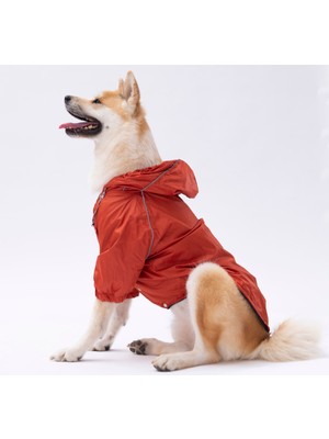 Feyza Design Orta-Büyük Irk Köpekler Için Turuncu Iç Polar Yağmurluğu