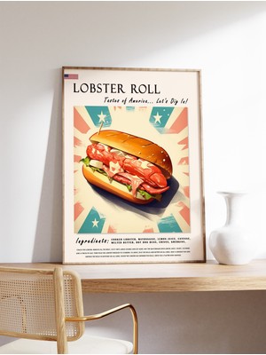 Ninastore Amerikan Istakoz Sandviçi Posteri Deniz Ürünleri Baskısı Istakoz Sanatı Amerikan Yemekleri Posteri N