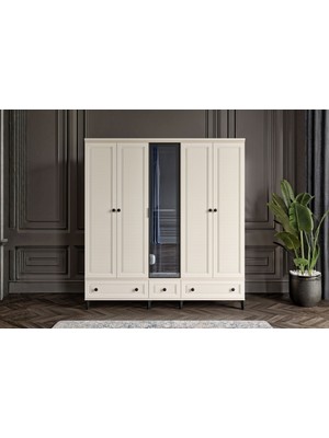 Doressa Zare Moon 5 Kapılı Camlı Gardırop