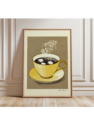 Ninastore Sıcak Çikolata Sanat Baskısı Retro Japon Tarzı Kahve Posteri Minimalist Mutfak Duvar Dekoru Sıcak Iç
