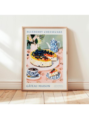 Ninastore Yaban Mersinli Cheesecake Posteri, Matisse'den Ilham Alan Tatlı Duvar Sanatı, Fransız Mutfak Sanatı,