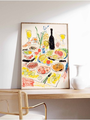 Ninastore Yemek Masası Yemek Baskısı Retro Yemek Sanatı Vintage Mutfak Posteri Mutfak Dekorasyonu Yemek Illüst