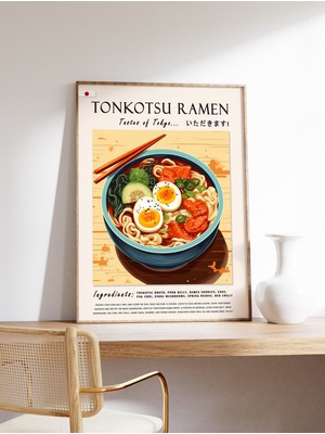 Ninastore Japon Tonkotsu Ramen Yemek Posteri Japon Yemek Baskısı Asya Yemek Sanatı Mutfak Dekorasyonu Yemek He