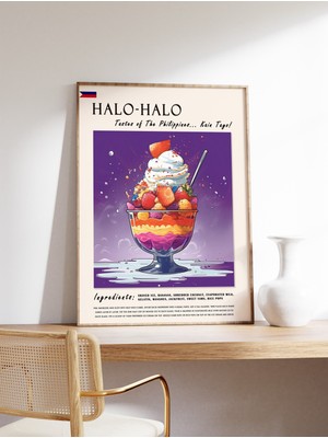 Ninastore Halo Halo Filipin Yemekleri Posteri, Filipin Dondurması Yemek Baskısı, Filipinler Yemekleri Mutfak D