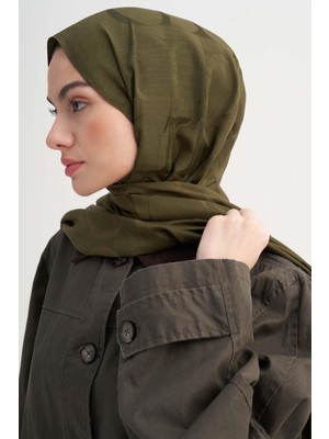 Haki Carell Monogram Desen Rina Floş Jakar Şal