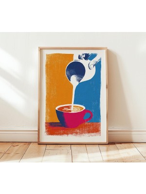 Ninastore Kahve Sanatı Posteri Modern Mutfak Duvar Sanatı Baskısı Barista Latte Sanat Eseri Renkli Kafe Dekora