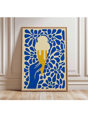 Ninastore Dondurma Temalı Duvar Sanatı Baskısı, Cesur Pop Art Mutfak Posteri, Renkli Tatlı Illüstrasyonu, Mode