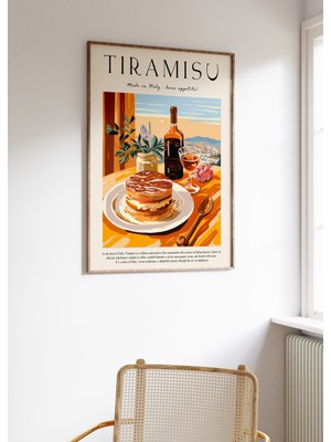 Ninastore Italyan Tatlı Posteri Tiramisu Yemek Baskısı Posteri Mutfak Dekorasyonu Italyan Yemek Sanatı Italya