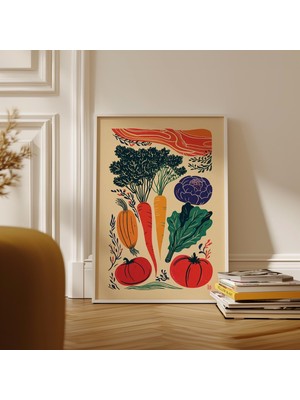 Ninastore Sebze Bahçesi Posteri Çok Renkli Dokulu Illüstrasyon Sanatı