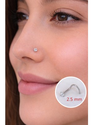 Sacce Scarves & Accessories 316 L Çelik 2.5 mm Tektaş Hızma Arkası Kıvrımlı Düşmeyen Burun Piercingi