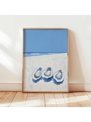 Ninastore Istiridye Posteri Deniz Ürünleri Duvar Sanatı Kıyı Kabuğu Baskısı Minimalist Sahil Duvar Sanatı Saki