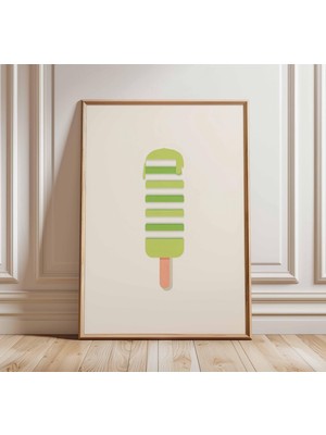 Ninastore Minimalist Dondurma Sanatı Baskısı | Retro Pop Art Poster | Modern Mutfak Duvar Dekoru | Yaz Dondurm