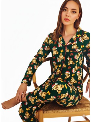 Royam Çağrı Kadın Kışlık Süet Uzun Kollu Önü Düğmeli Pijama Takımı 3065