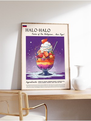 Ninastore Dfhalo Halo Filipin Yemekleri Posteri, Filipin Dondurması Yemek Baskısı, Filipinler Yemekleri Mutfak D