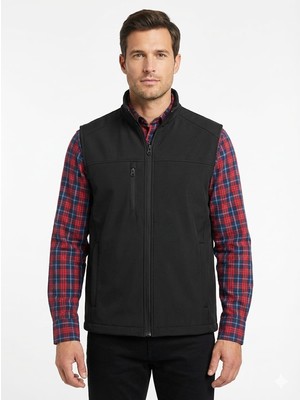 Lilyum İş Kıyafetleri Softshell  3 cepli fermuarlı İş Yeleği-Siyah