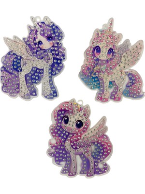 Elegantshop 5d Yapışan Boncuk Anahtarlık 3'lü Set At 6*7 cm