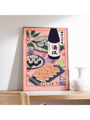 Ninastore Japon Suşi Posteri Modern Minimalist Duvar Sanatı Baskısı Asya Mutfağı Dekorasyonu Japon Yemekleri S