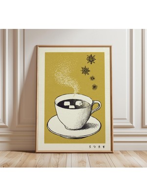 Ninastore Sıcak Çikolata Sanat Baskısı Retro Japon Tarzı Kahve Posteri Minimalist Mutfak Duvar Dekoru Sıcak Iç