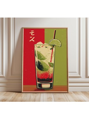 Ninastore Retro Limon Soda Sanat Baskısı Japon Pop Posteri Kırmızı Yeşil Kokteyl Duvar Sanatı Vintage Içecek I