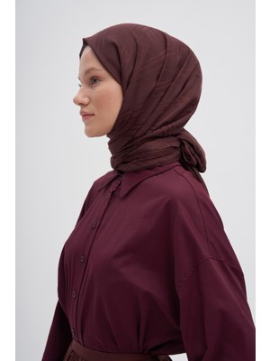 Acı Kahve Carell Simetrik Jakar Italyan Ipekli Şal