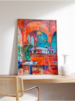 Ninastore Hint Kafe Baskısı Geleneksel Hint Sanatı Yiyecek ve Içecek Sanatı Mutfak Posteri Mutfak Dekorasyonu