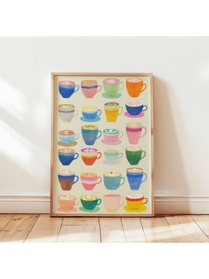 Ninastore Dekoratif Kahve Fincanları Posteri, Vintage Mutfak Duvar Sanatı Baskısı, Retro Kahve Sever Hediyesi,