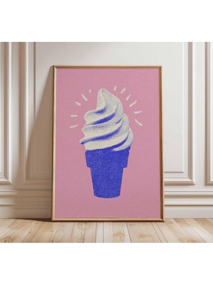 Ninastore Dondurma Külahı Pop Art Baskı | Retro Duvar Sanatı Posteri | Minimalist Modern Mutfak Dekorasyonu |