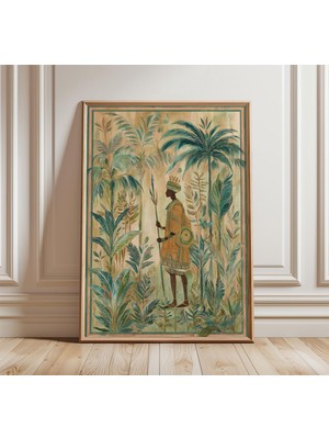 Ninastore Tropikal Duvar Sanatı Botanik Portre Tablosu Yeşil ve Açık Kahverengi Doğa Baskısı Zarif Egzotik Dek